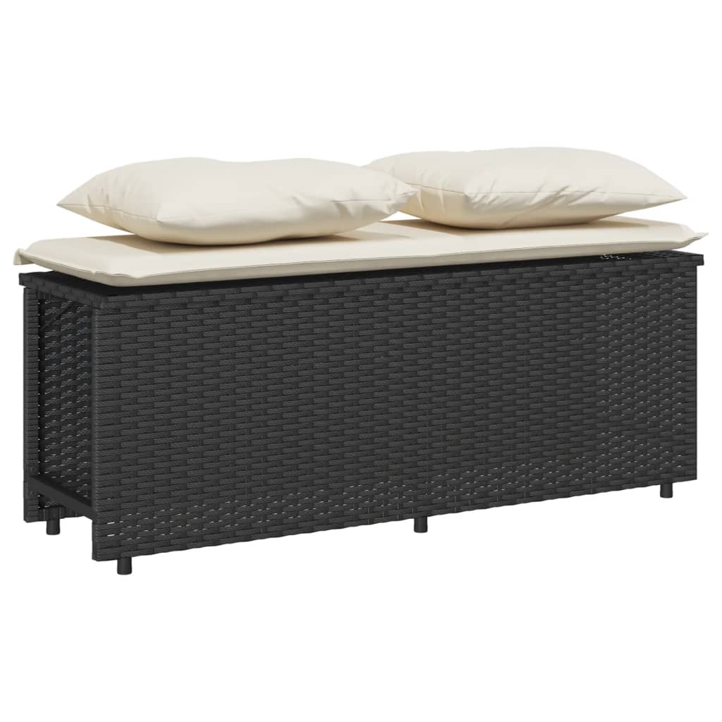 Set mobilier de grădină cu perne, 3 piese, negru, poliratan GartenMobel Dekor