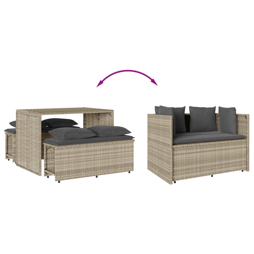 Set mobilier de grădină cu perne, 3 piese,gri deschis,poliratan GartenMobel Dekor