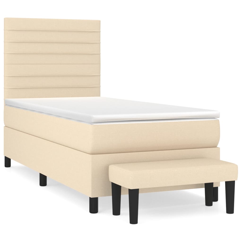 Pat box spring cu saltea, crem, 80x200 cm, textil GartenMobel Dekor