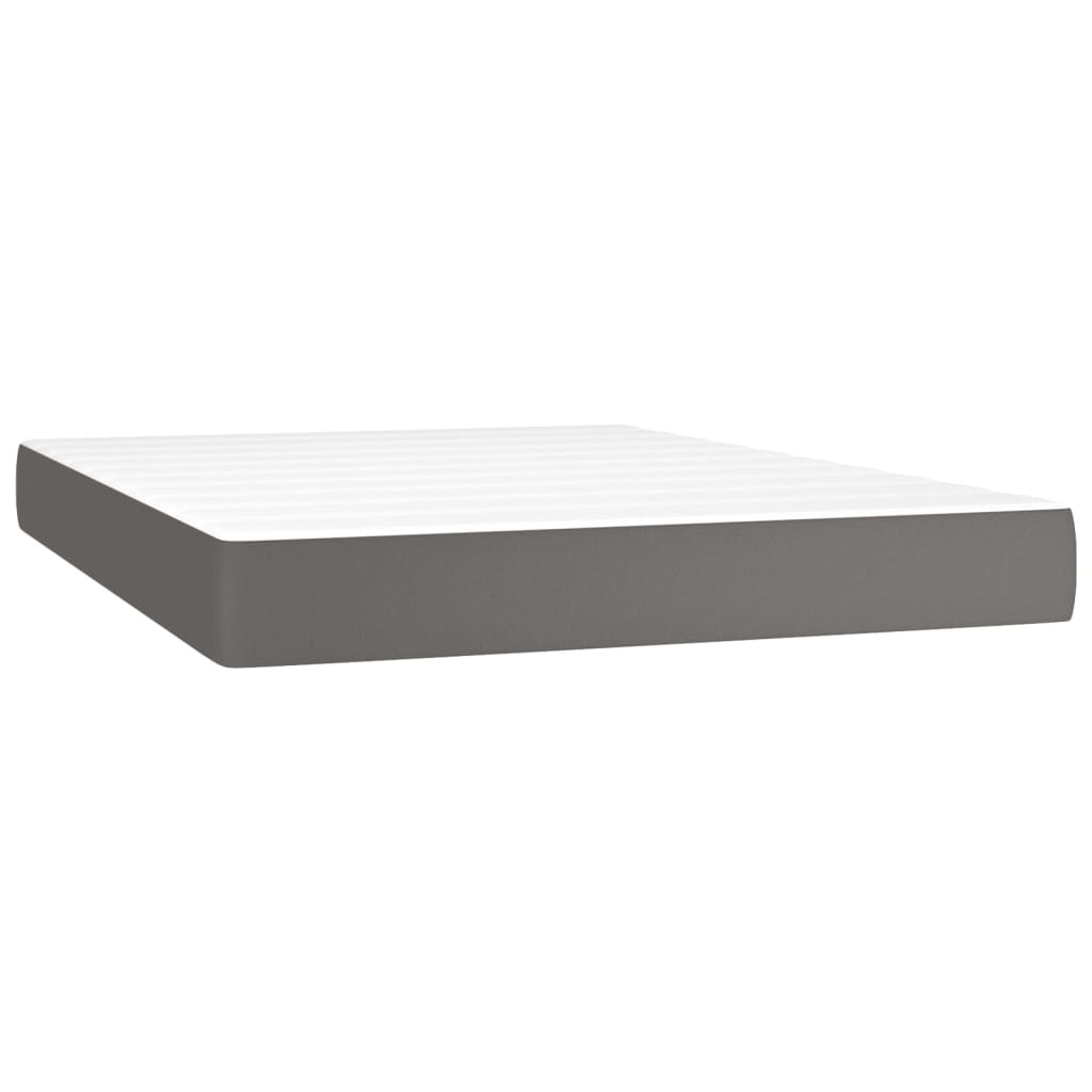 Pat box spring cu saltea, gri, 140x200 cm, piele ecologică GartenMobel Dekor