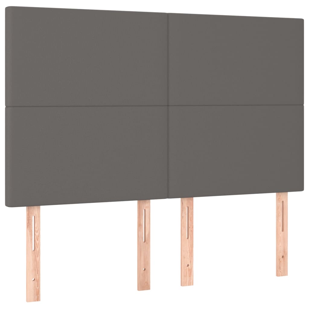 Pat box spring cu saltea, gri, 140x200 cm, piele ecologică GartenMobel Dekor