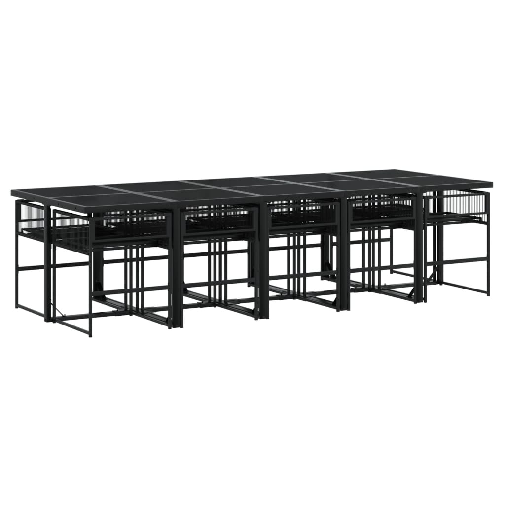 Set mobilier de exterior cu perne, 11 piese, negru, poliratan GartenMobel Dekor