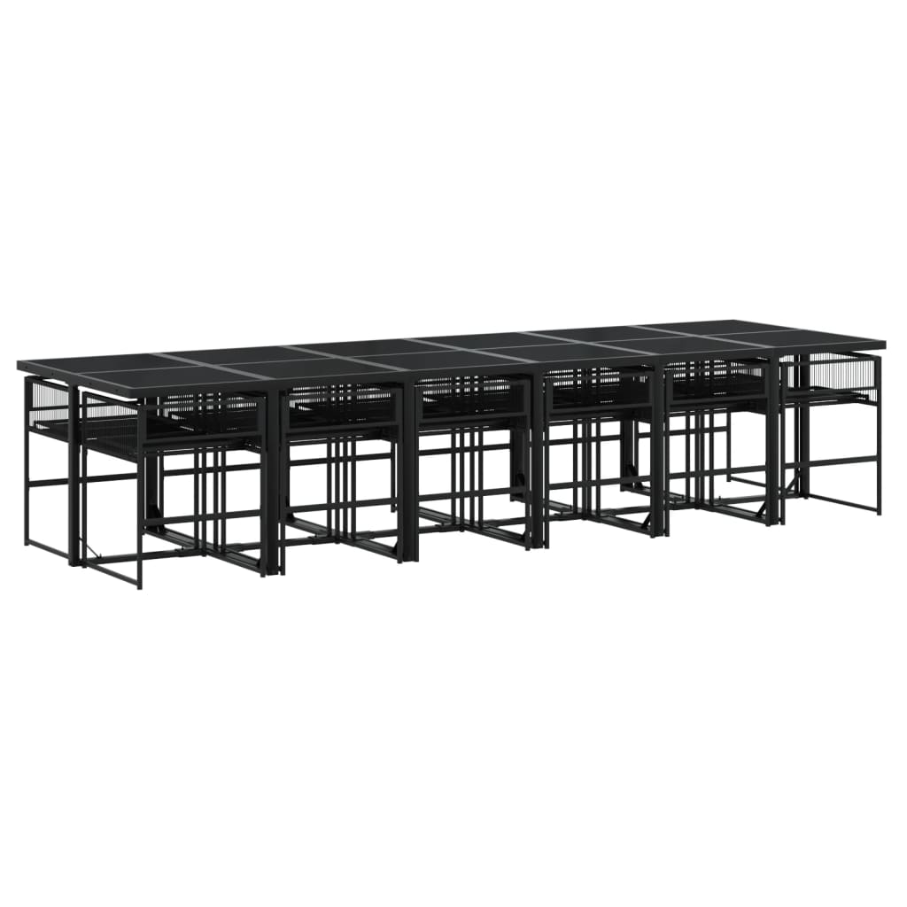 Set mobilier de grădină cu perne, 13 piese, negru, poliratan GartenMobel Dekor