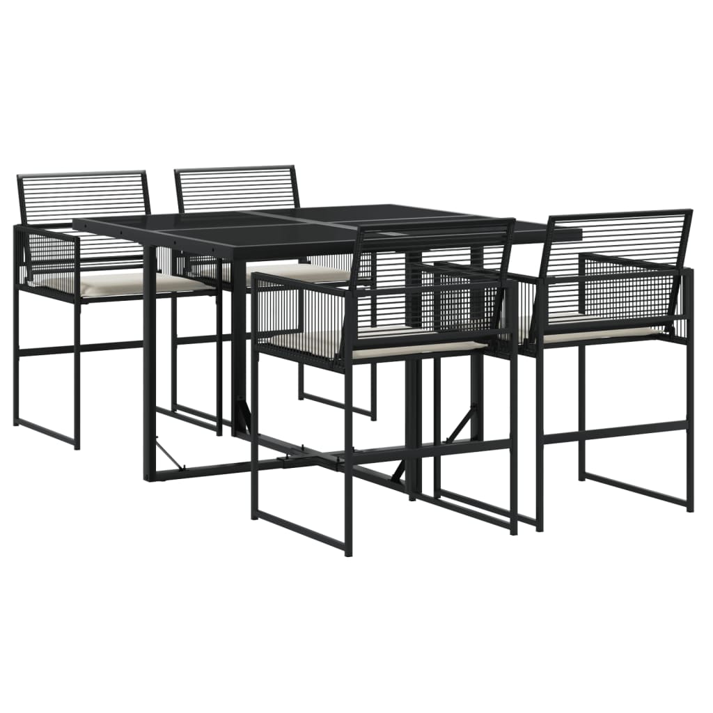 Set mobilier de grădină cu perne, 5 piese, negru, poliratan GartenMobel Dekor