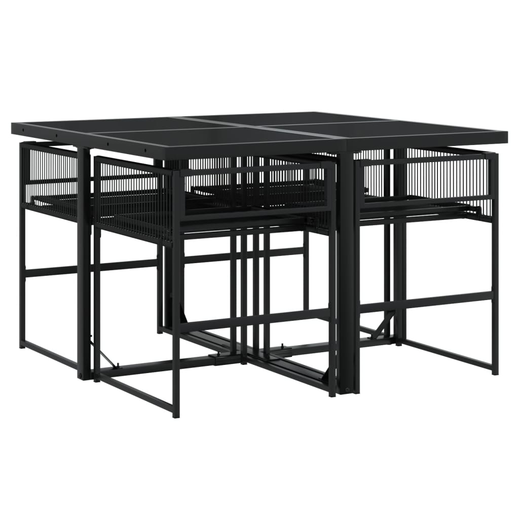 Set mobilier de grădină cu perne, 5 piese, negru, poliratan GartenMobel Dekor