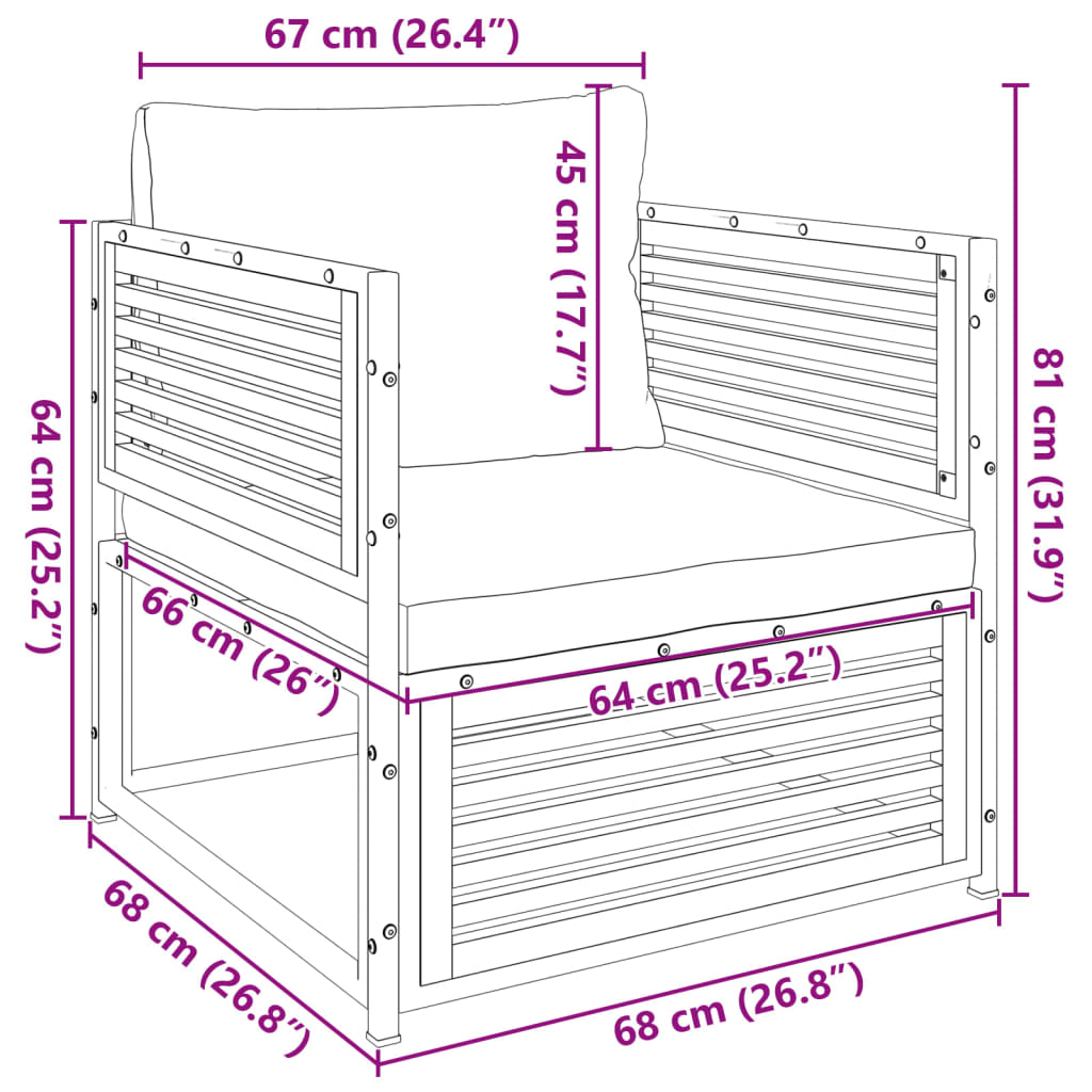 Scaun de grădină cu perne, lemn masiv de acacia GartenMobel Dekor