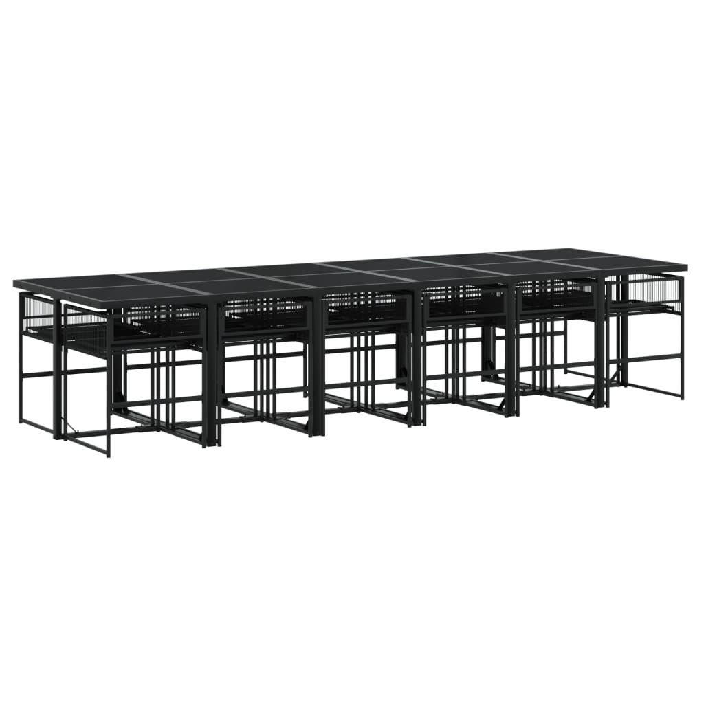 Set mobilier de grădină, 13 piese, negru, poliratan GartenMobel Dekor