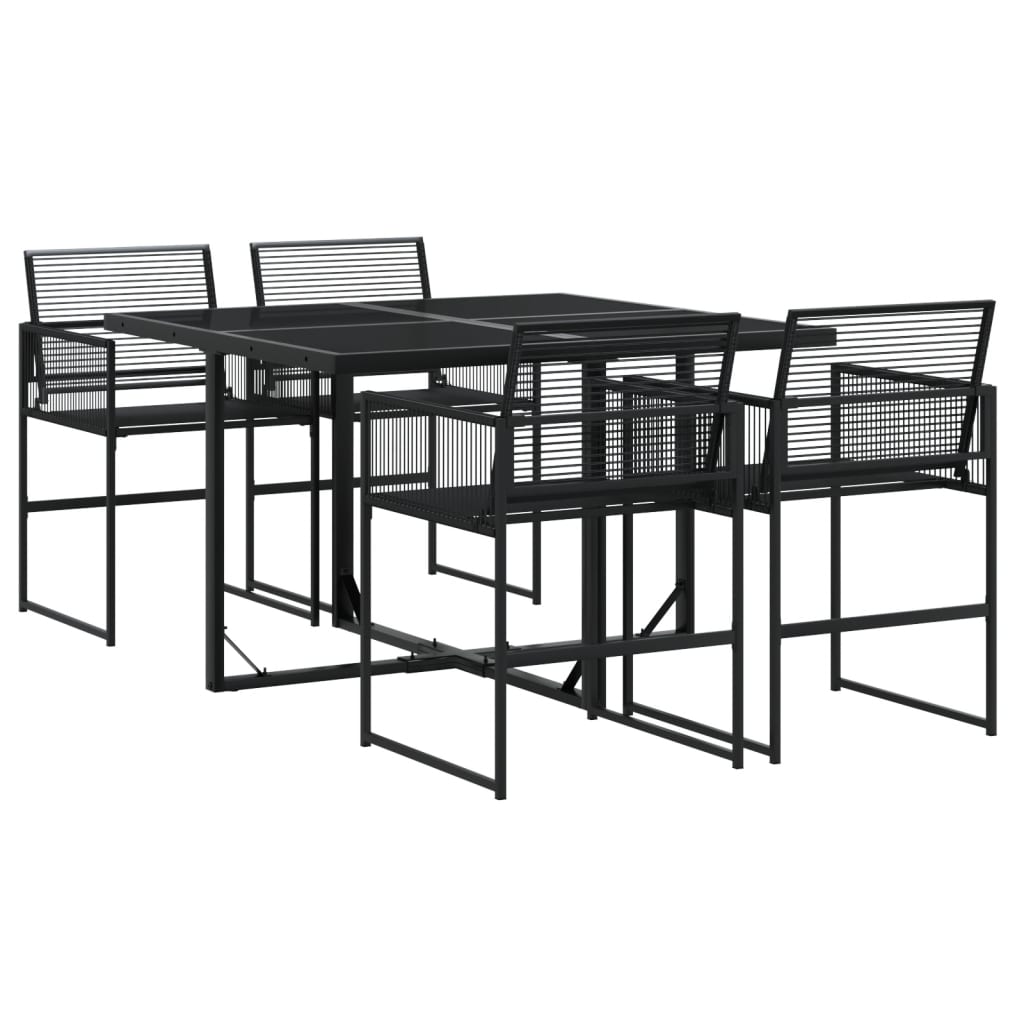 Set mobilier de grădină, 5 piese, negru, poliratan GartenMobel Dekor