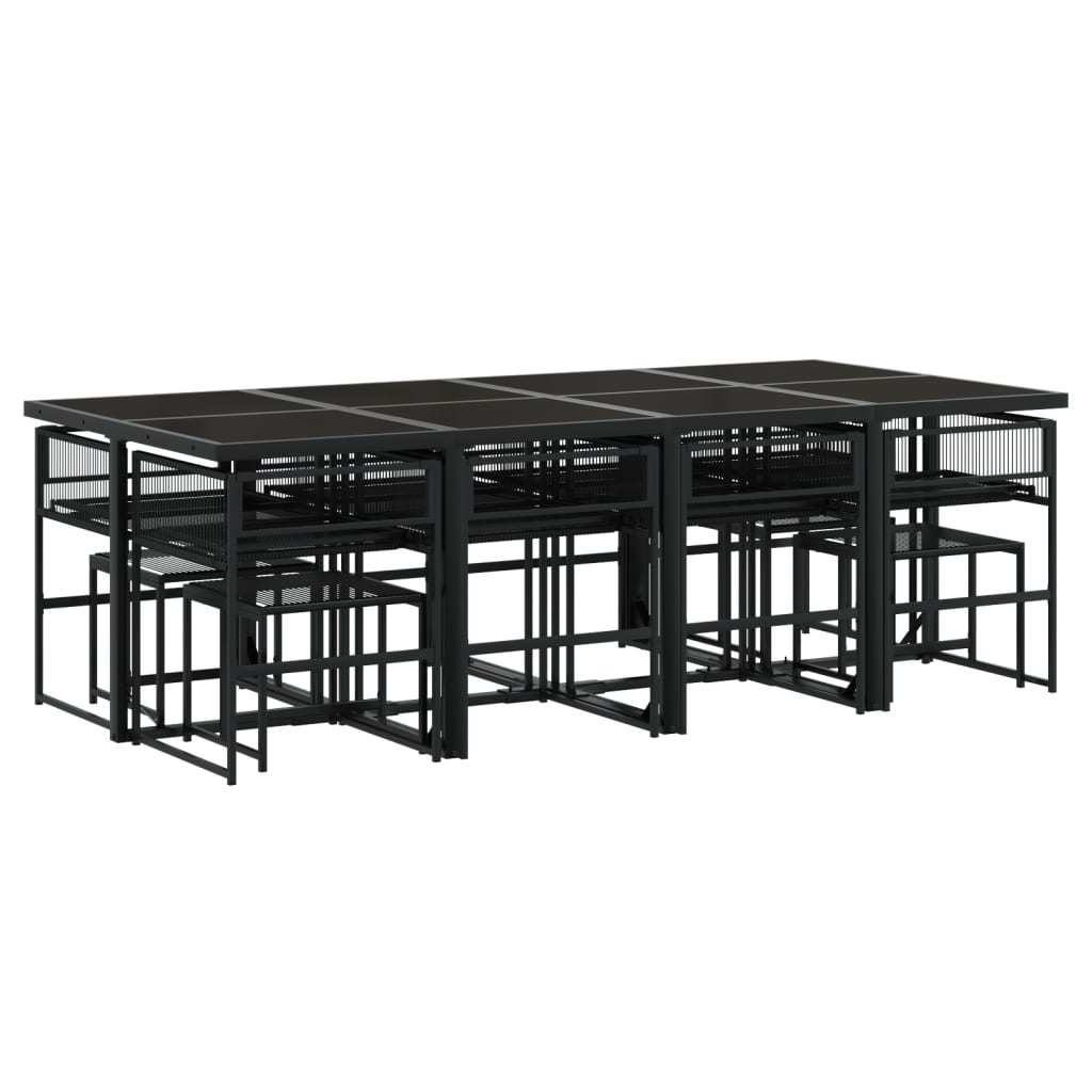 Set mobilier de grădină cu perne, 13 piese, negru, poliratan GartenMobel Dekor