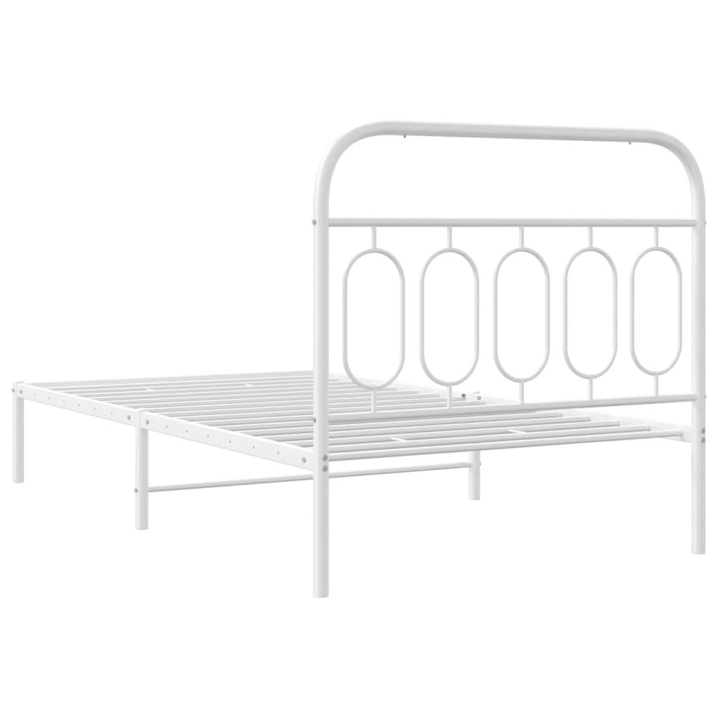 Cadru de pat din metal cu tăblie, alb, 107x203 cm GartenMobel Dekor