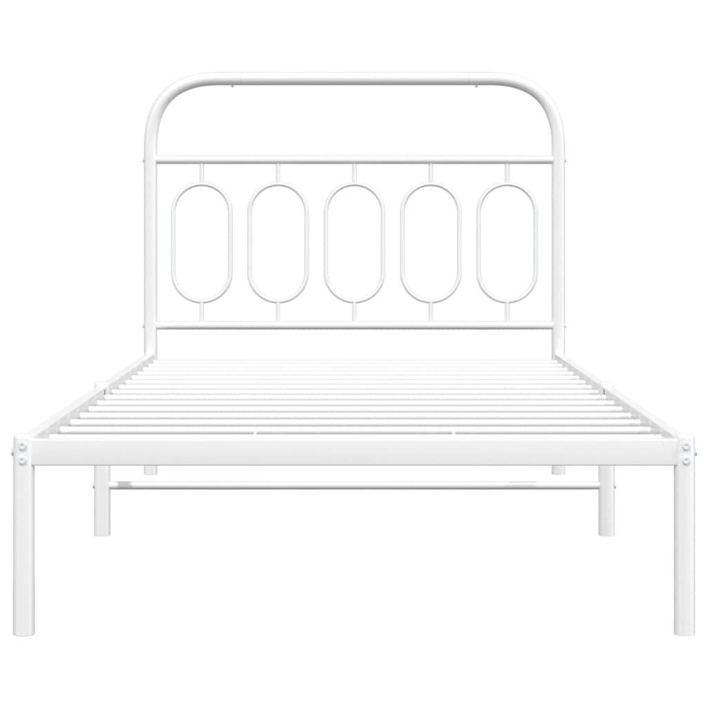 Cadru de pat metalic cu tăblie, alb, 100x190 cm GartenMobel Dekor