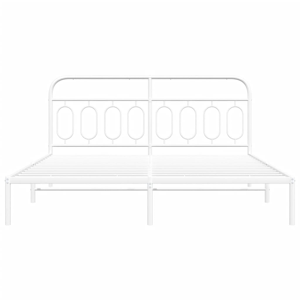 Cadru de pat metalic cu tăblie, alb, 183x213 cm GartenMobel Dekor