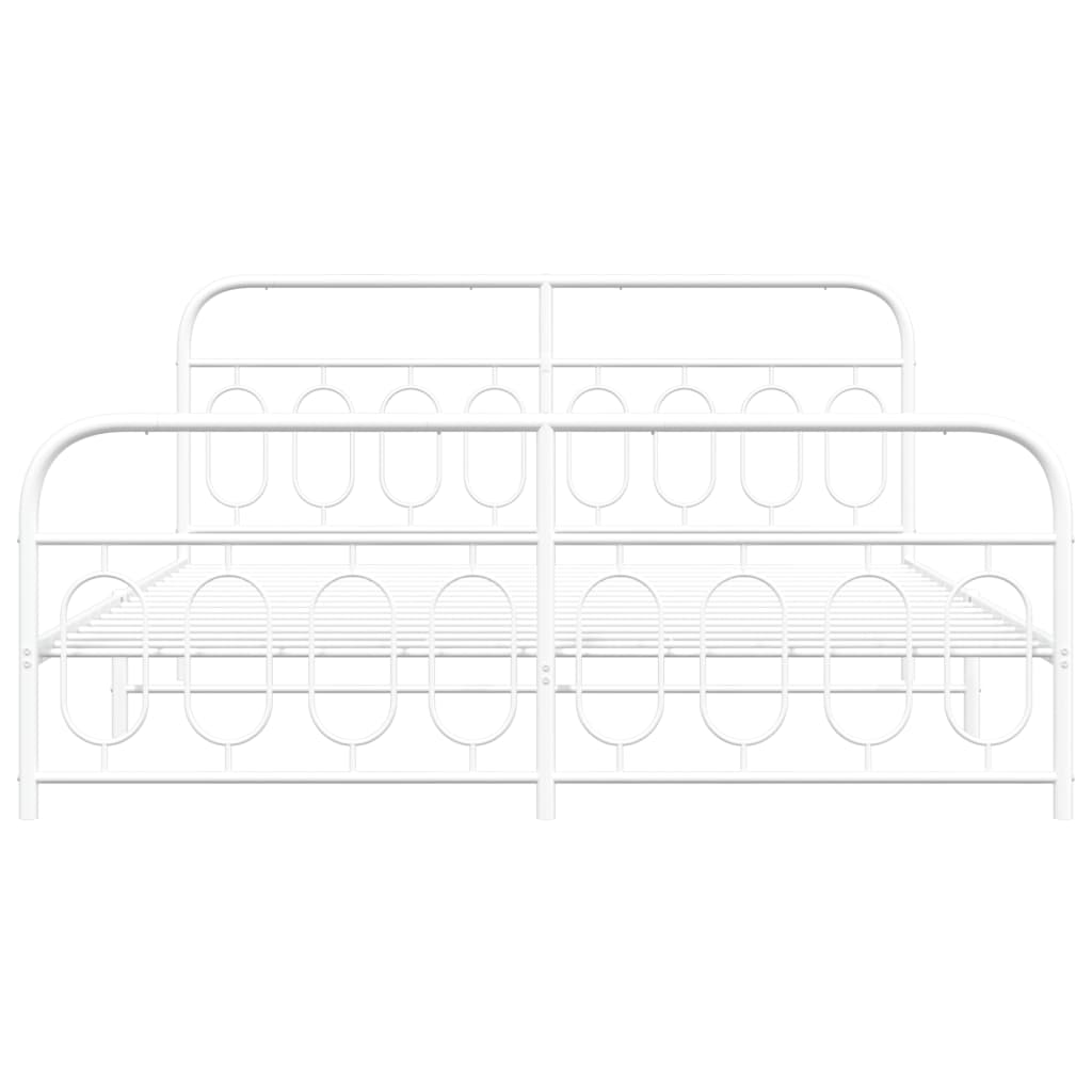 Cadru de pat metalic cu tăblie de cap/picioare, alb, 180x200 cm GartenMobel Dekor