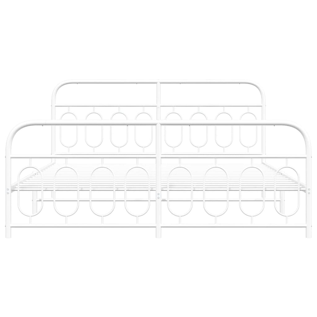 Cadru de pat metalic cu tăblie de cap/picioare, alb, 183x213 cm GartenMobel Dekor