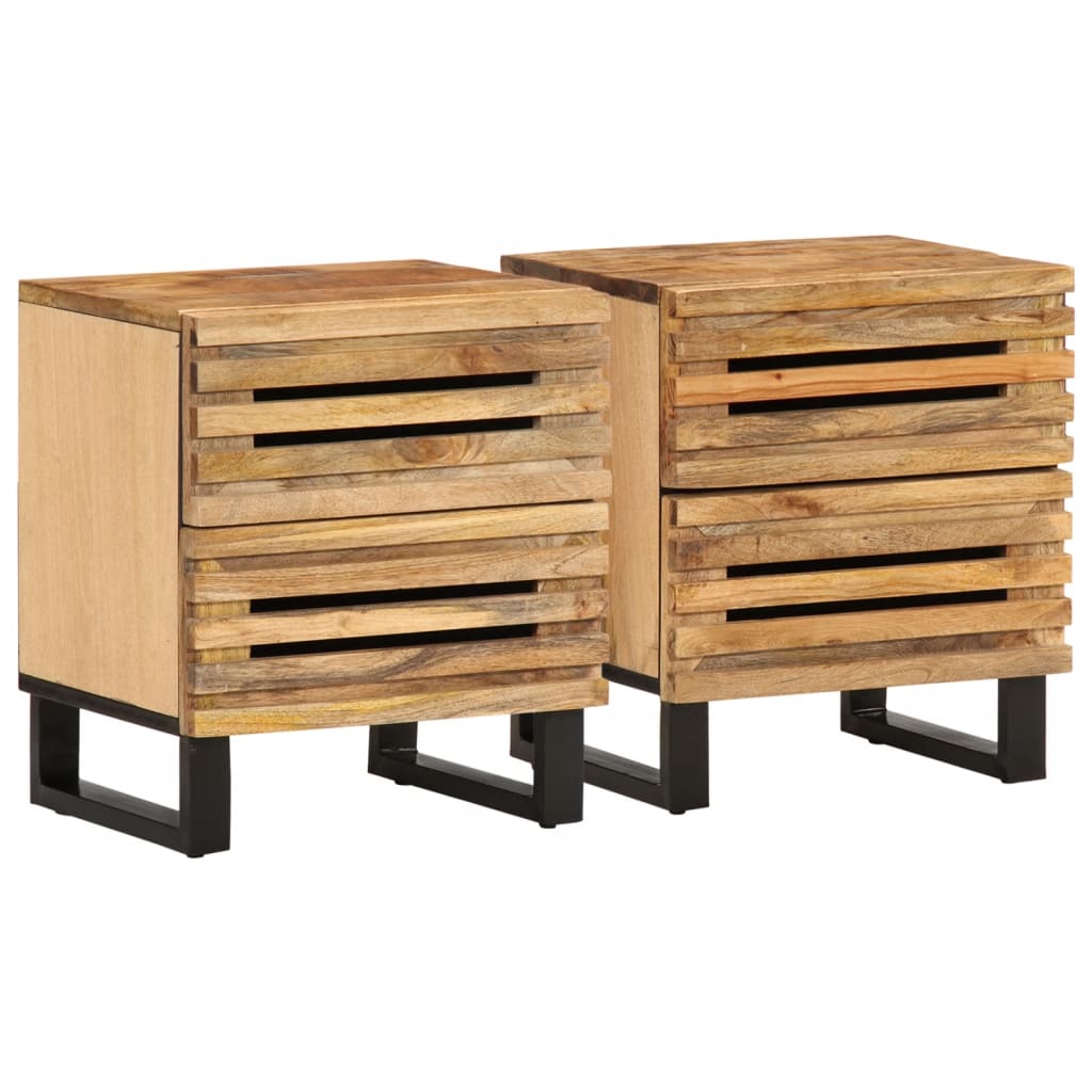 Noptiere, 2 buc., 40x33x46 cm, lemn masiv de mango brut GartenMobel Dekor