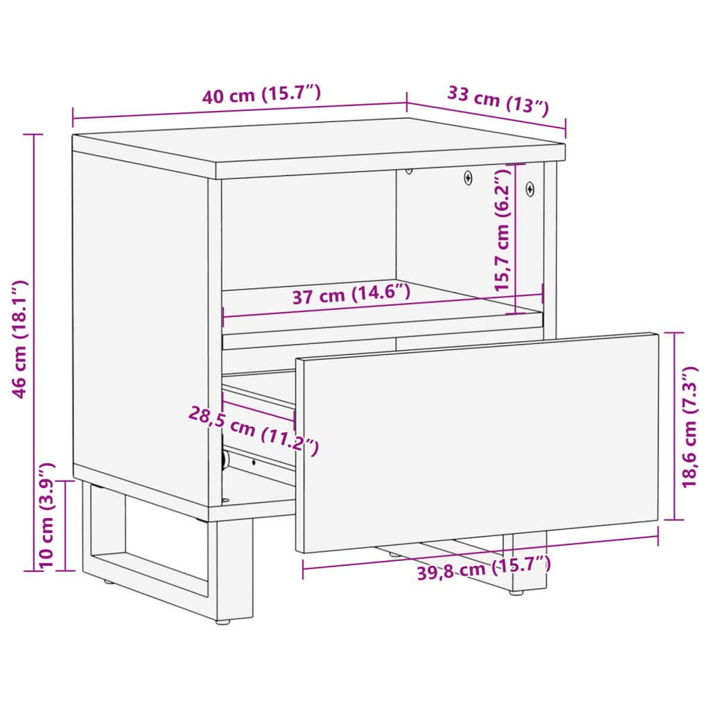 Noptiere, 2 buc., 40x33x46 cm, lemn masiv reciclat GartenMobel Dekor