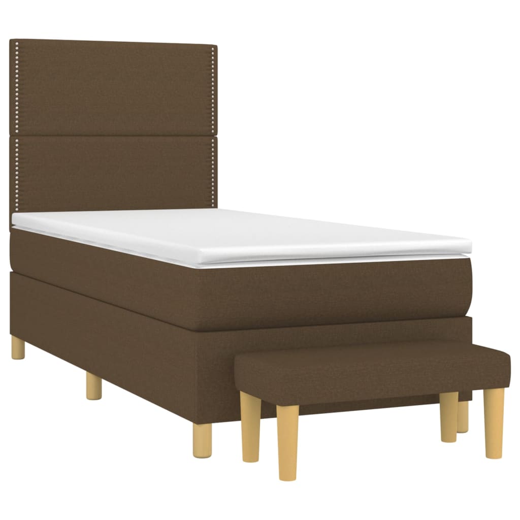Pat box spring cu saltea, maro închis, 80x200 cm, textil GartenMobel Dekor