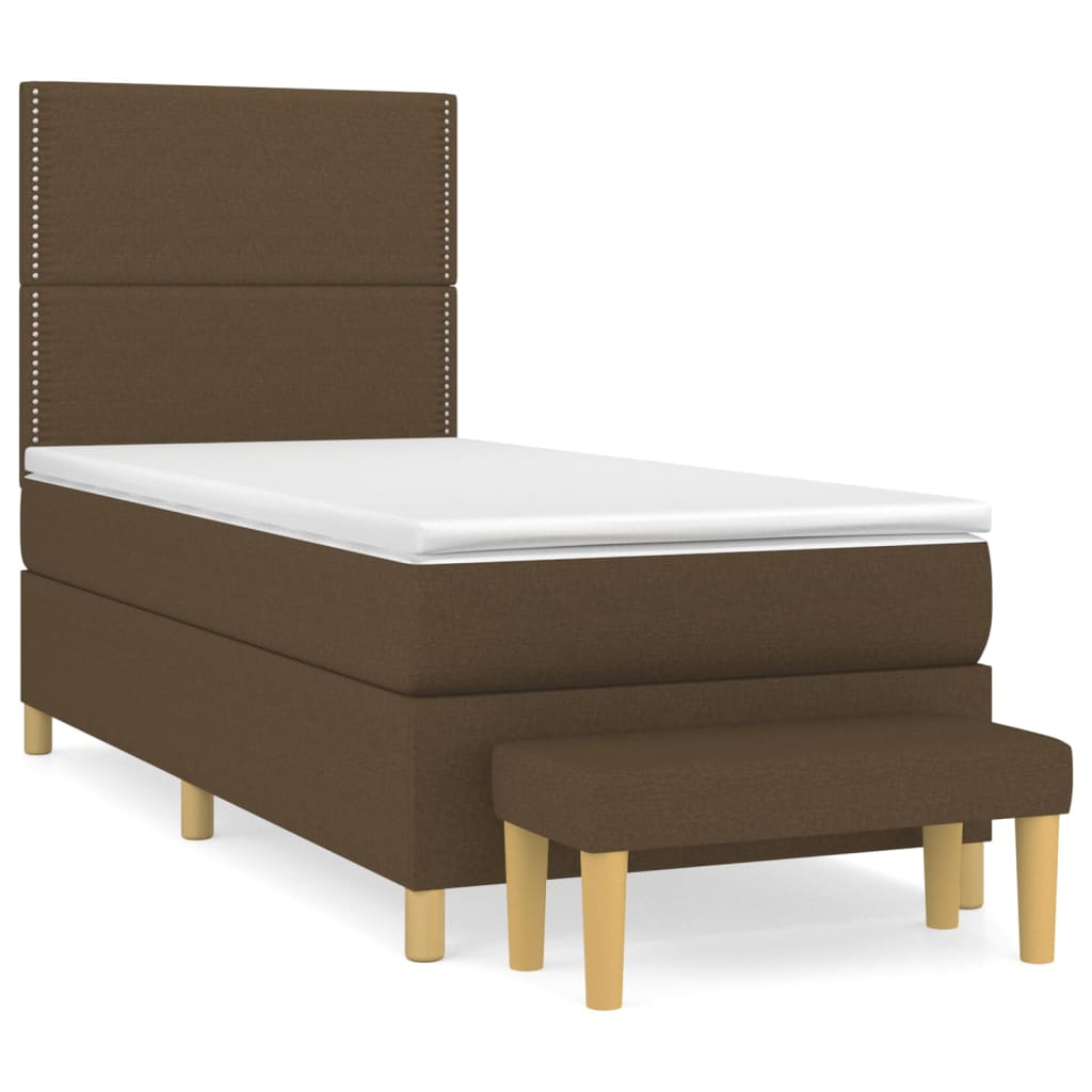 Pat box spring cu saltea, maro închis, 80x200 cm, textil GartenMobel Dekor