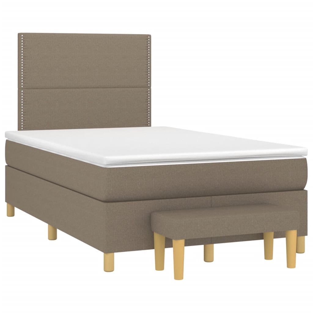 Pat box spring cu saltea, gri taupe, 120x200 cm, textil GartenMobel Dekor