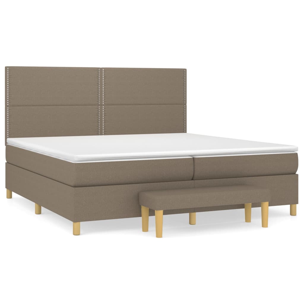 Pat box spring cu saltea, gri taupe, 200x200 cm, textil GartenMobel Dekor