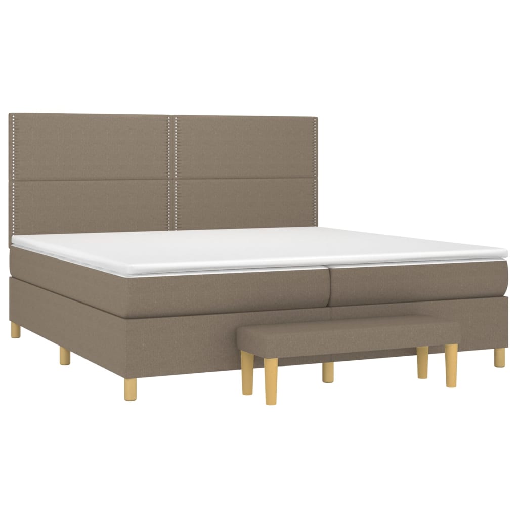 Pat box spring cu saltea, gri taupe, 200x200 cm, textil GartenMobel Dekor