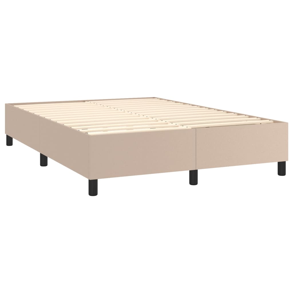 Pat box spring cu saltea, cappuccino, 140x200cm piele ecologică GartenMobel Dekor