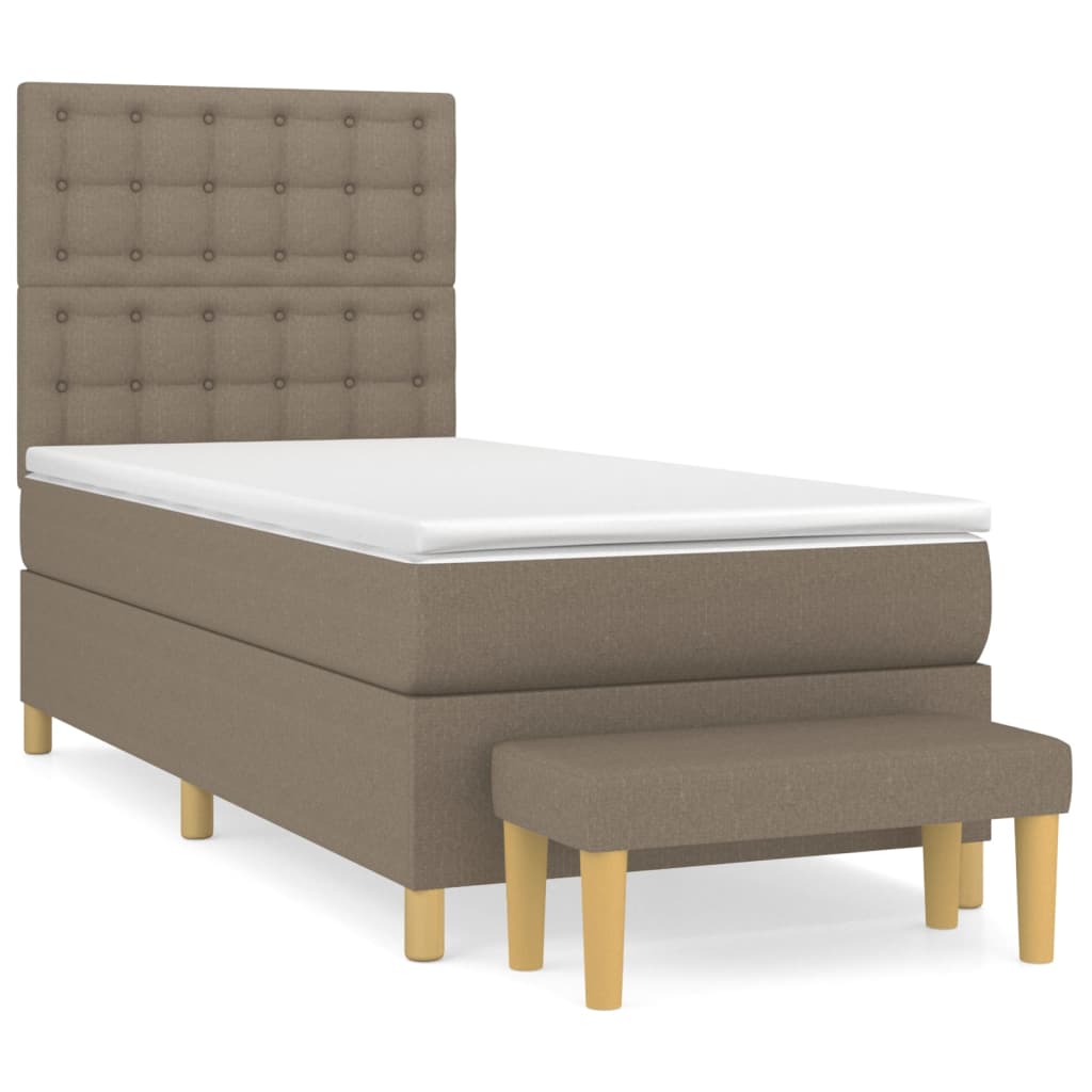 Pat box spring cu saltea, gri taupe, 90x200 cm, textil GartenMobel Dekor