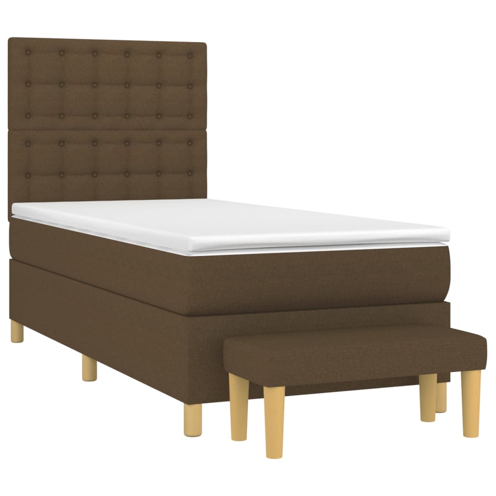 Pat box spring cu saltea, maro închis, 100x200 cm, textil GartenMobel Dekor