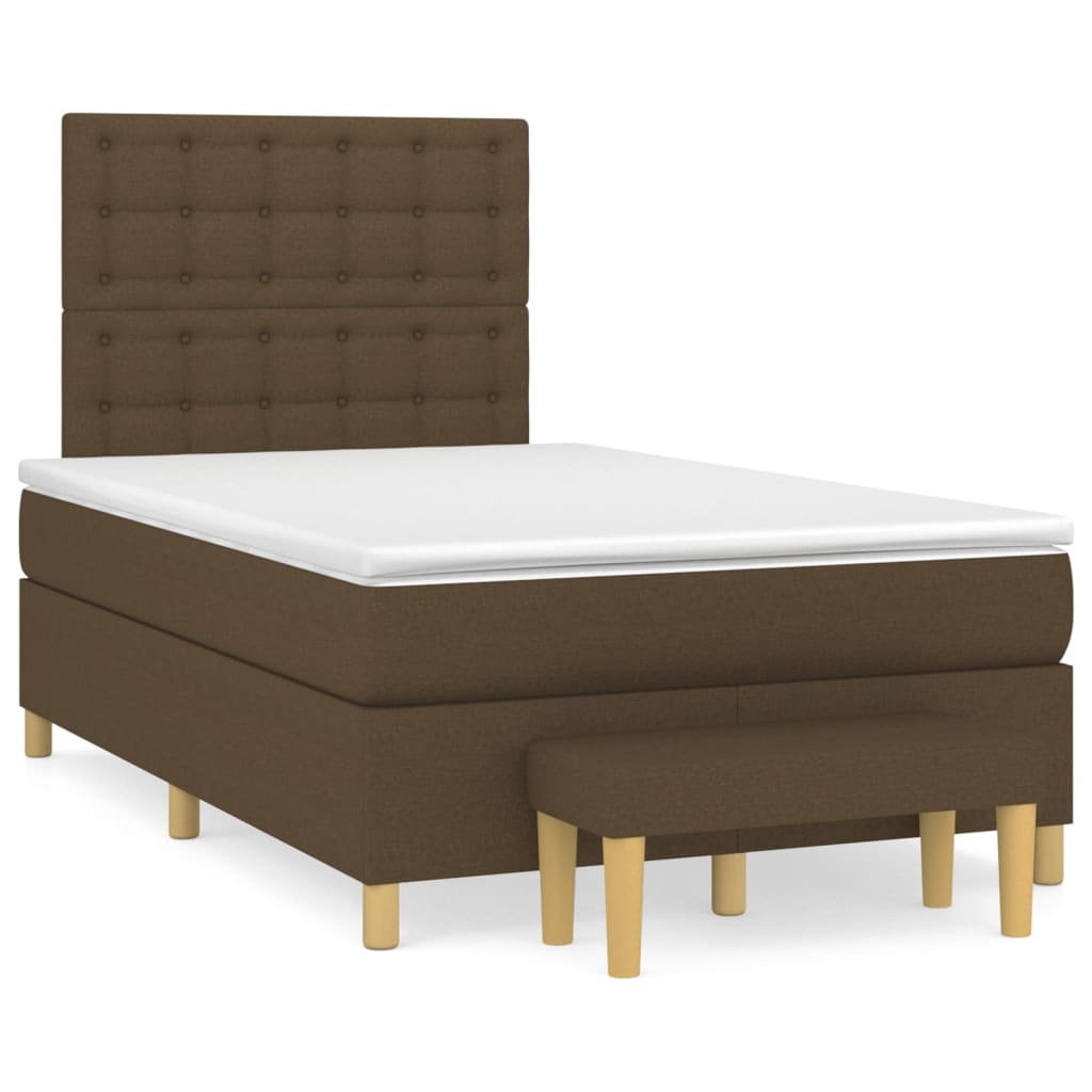 Pat box spring cu saltea, maro închis, 120x200 cm, textil GartenMobel Dekor