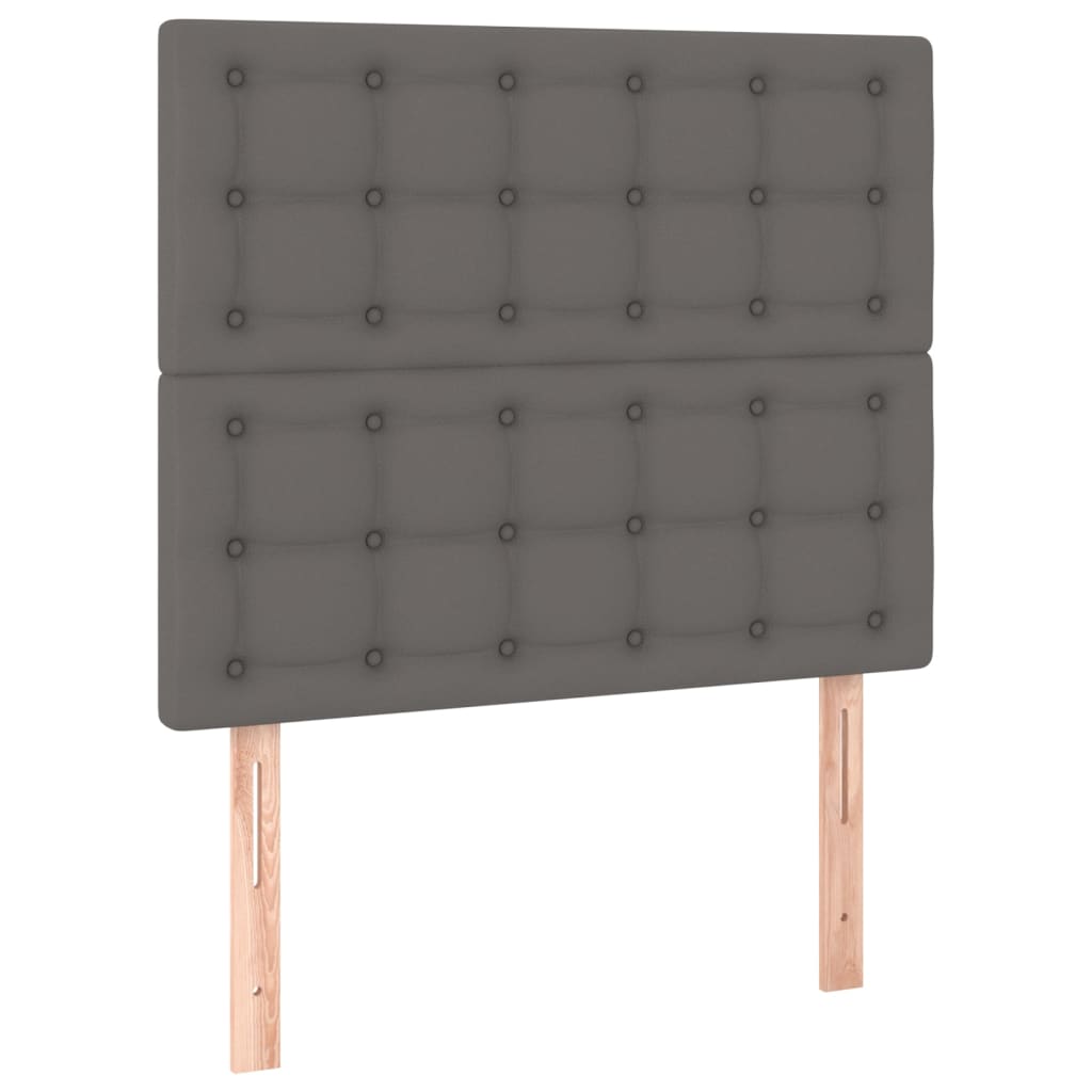 Pat box spring cu saltea, gri, 90x200 cm, piele ecologică GartenMobel Dekor