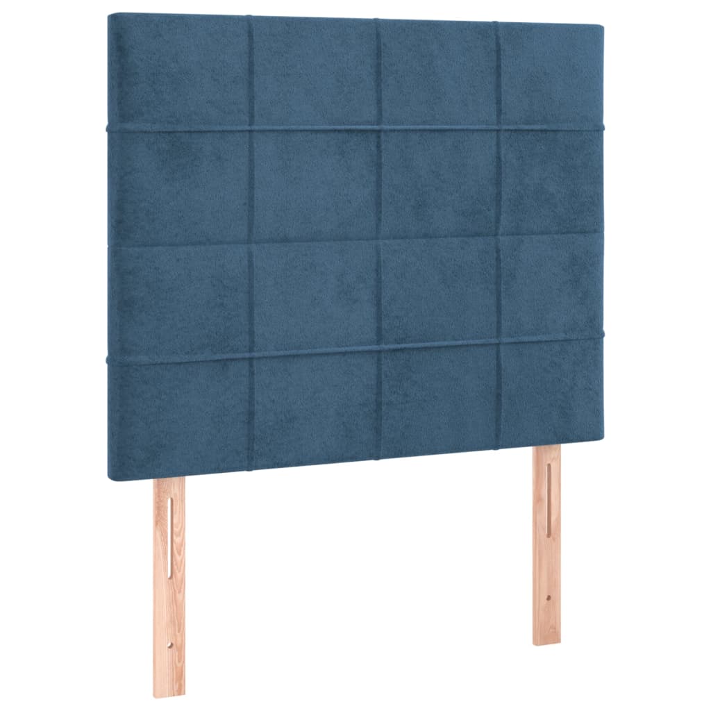 Pat box spring cu saltea, albastru închis, 100x200 cm, catifea GartenMobel Dekor