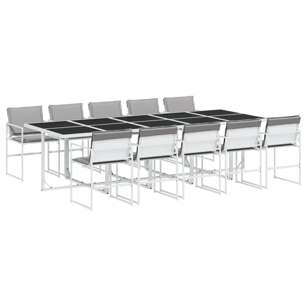 Set mobilier de grădină, 11 piese, cu perne, alb, textilenă GartenMobel Dekor