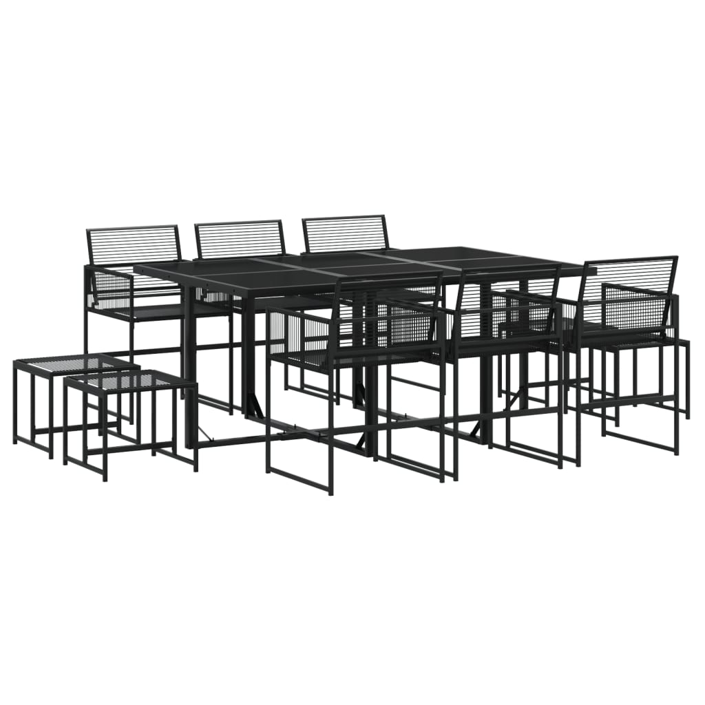 Set mobilier de grădină, 11 piese, negru, poliratan GartenMobel Dekor