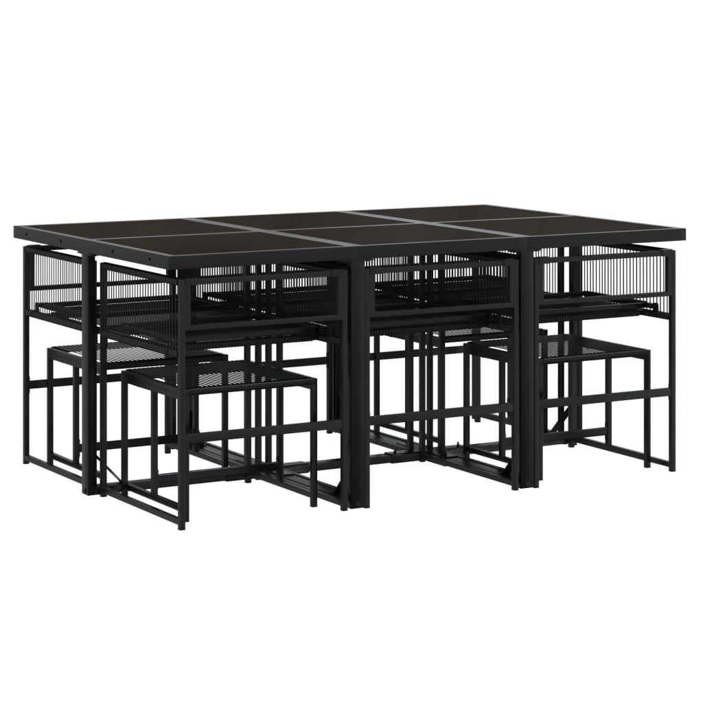 Set mobilier de grădină, 11 piese, negru, poliratan GartenMobel Dekor