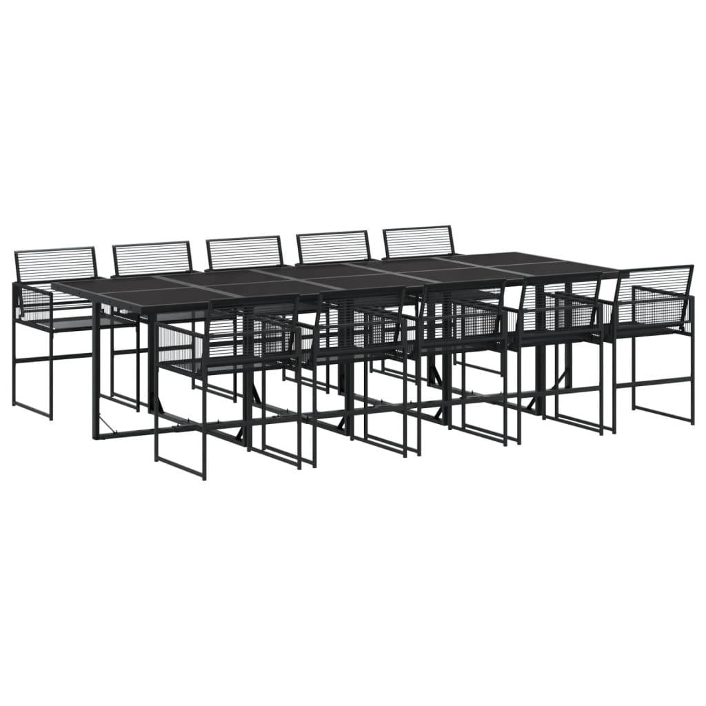 Set mobilier de grădină, 11 piese, negru, poliratan GartenMobel Dekor