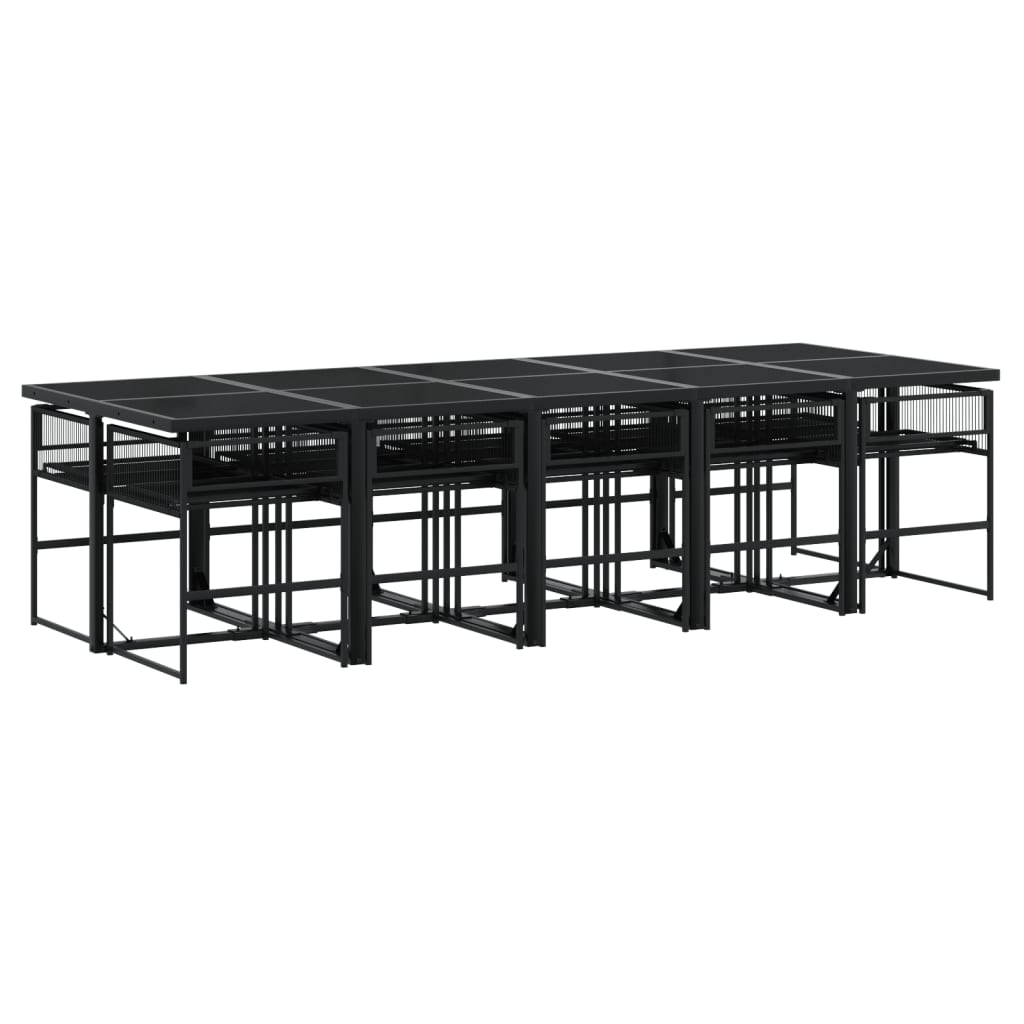 Set mobilier de grădină, 11 piese, negru, poliratan GartenMobel Dekor