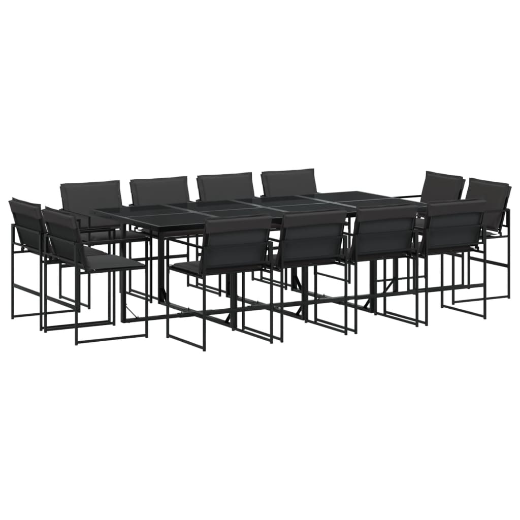 Set mobilier de grădină, 13 piese, cu perne, negru, textilenă GartenMobel Dekor