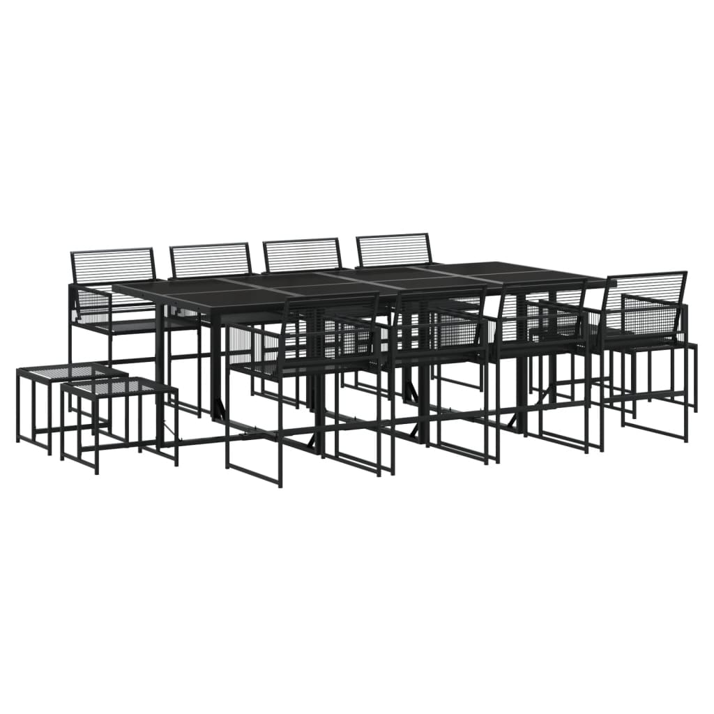 Set mobilier de grădină, 13 piese, negru, poliratan GartenMobel Dekor