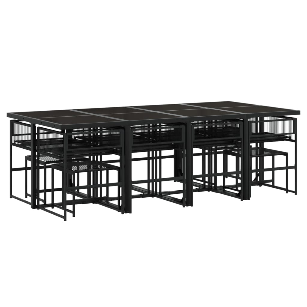 Set mobilier de grădină, 13 piese, negru, poliratan GartenMobel Dekor