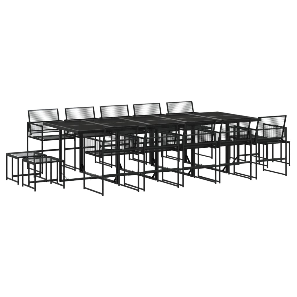 Set mobilier de grădină, 15 piese, negru, poliratan GartenMobel Dekor