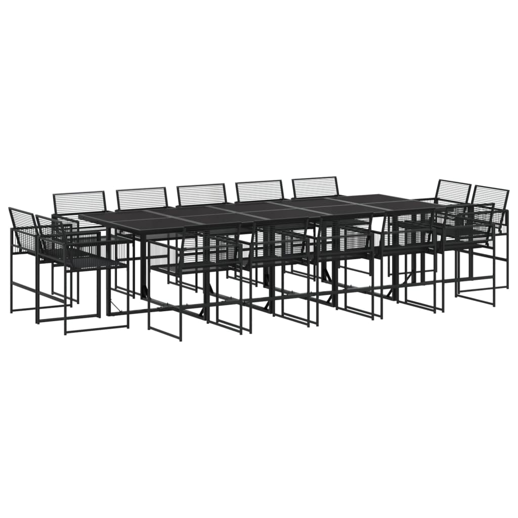 Set mobilier de grădină, 15 piese, negru, poliratan GartenMobel Dekor