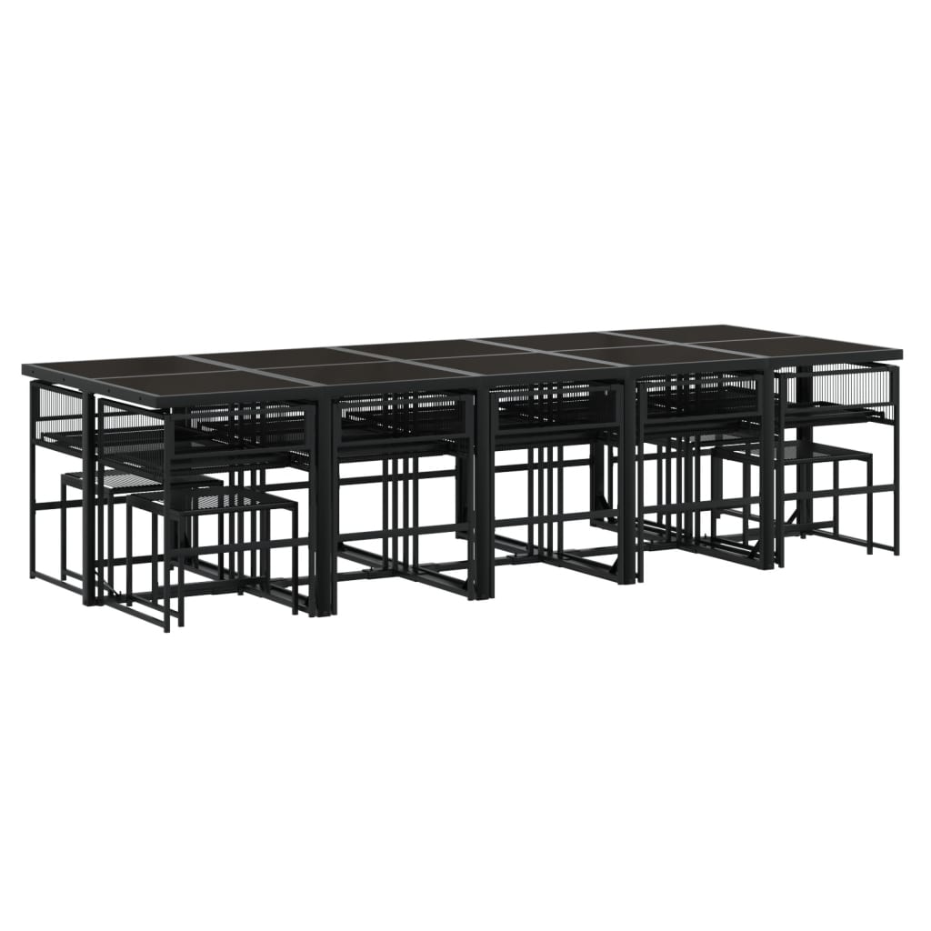 Set mobilier de grădină, 15 piese, negru, poliratan GartenMobel Dekor