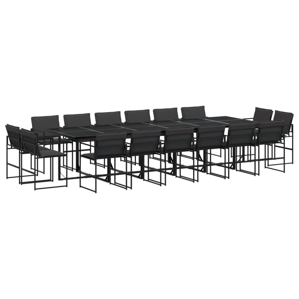 Set mobilier de grădină, 17 piese, cu perne, negru, textilenă GartenMobel Dekor