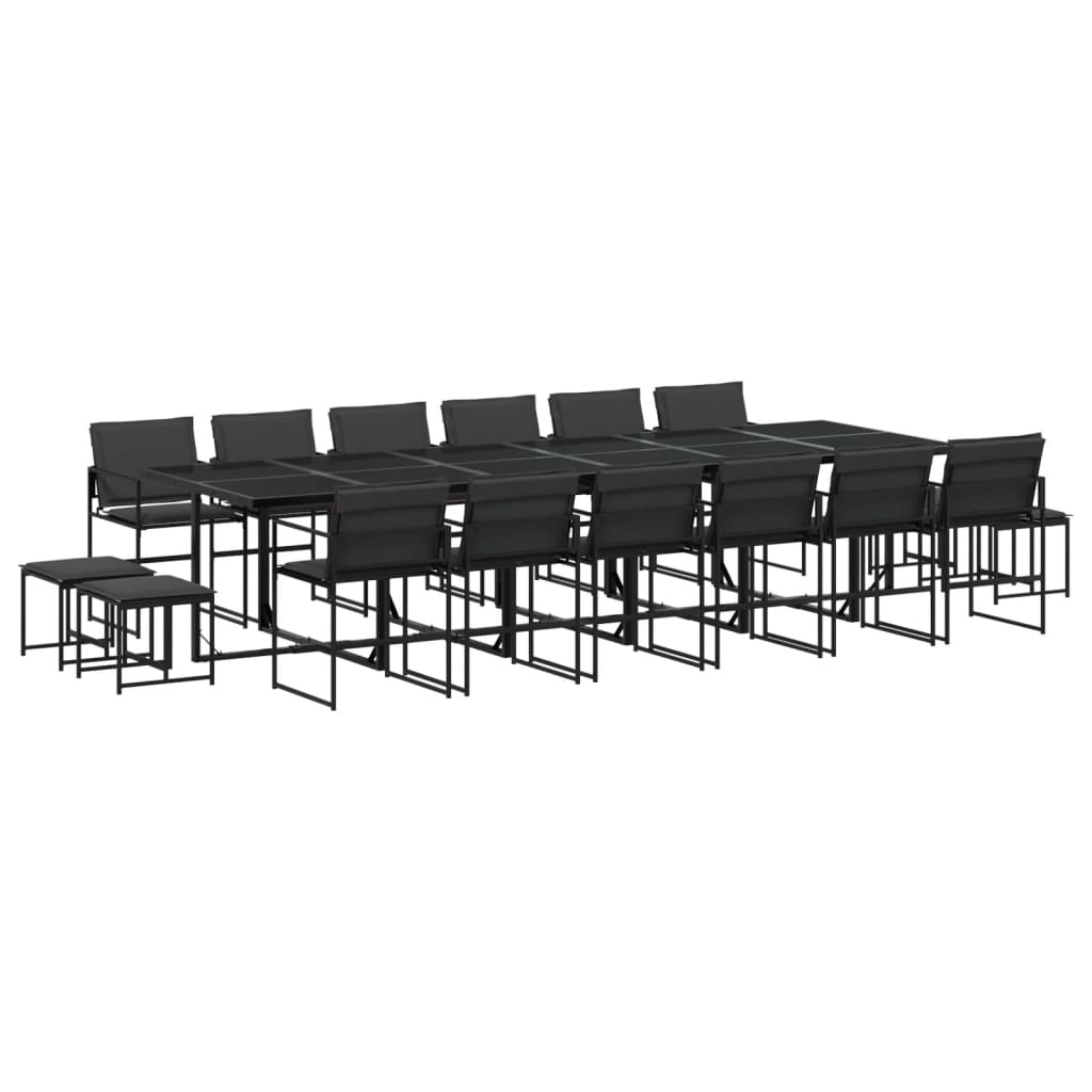Set mobilier de grădină, 17 piese, cu perne, negru, textilenă GartenMobel Dekor