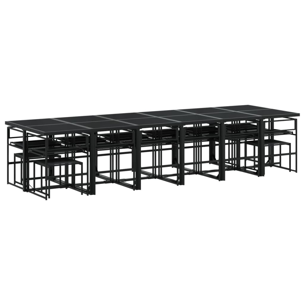Set mobilier de grădină, 17 piese, cu perne, negru, textilenă GartenMobel Dekor