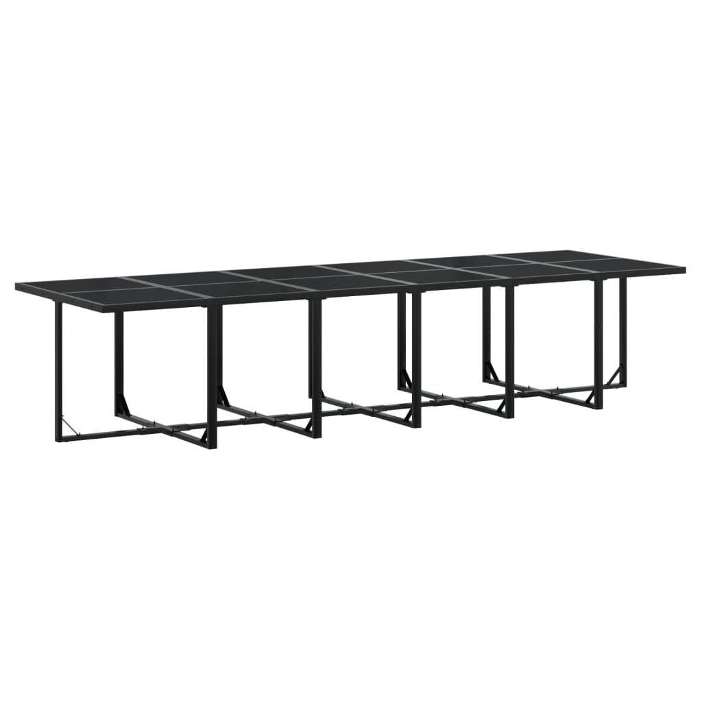 Set mobilier de grădină, 17 piese, cu perne, negru, textilenă GartenMobel Dekor