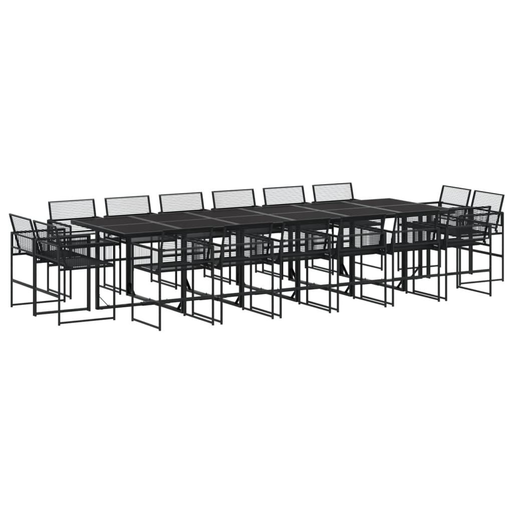 Set mobilier de grădină, 17 piese, negru, poliratan GartenMobel Dekor