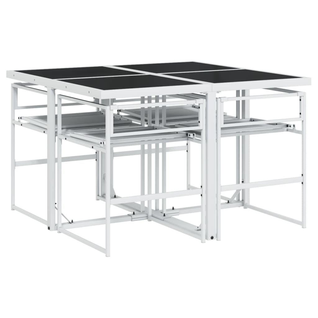 Set mobilier de grădină, 5 piese, cu perne, alb, textilenă GartenMobel Dekor