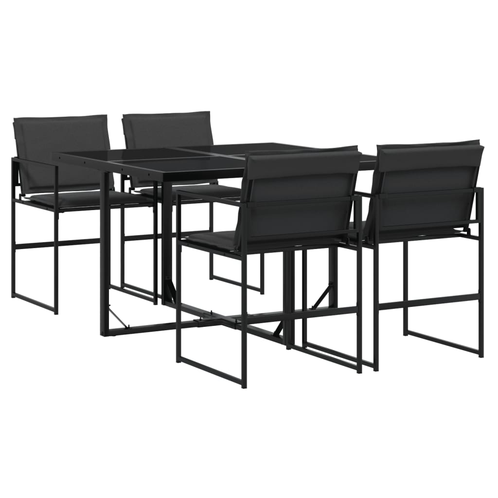 Set mobilier de grădină, 5 piese, cu perne, negru, textilenă GartenMobel Dekor