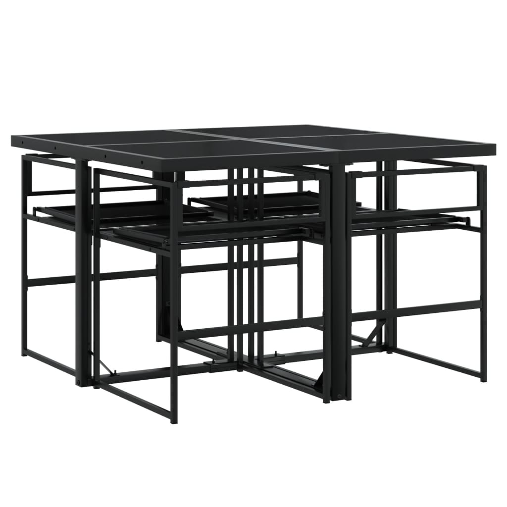 Set mobilier de grădină, 5 piese, cu perne, negru, textilenă GartenMobel Dekor